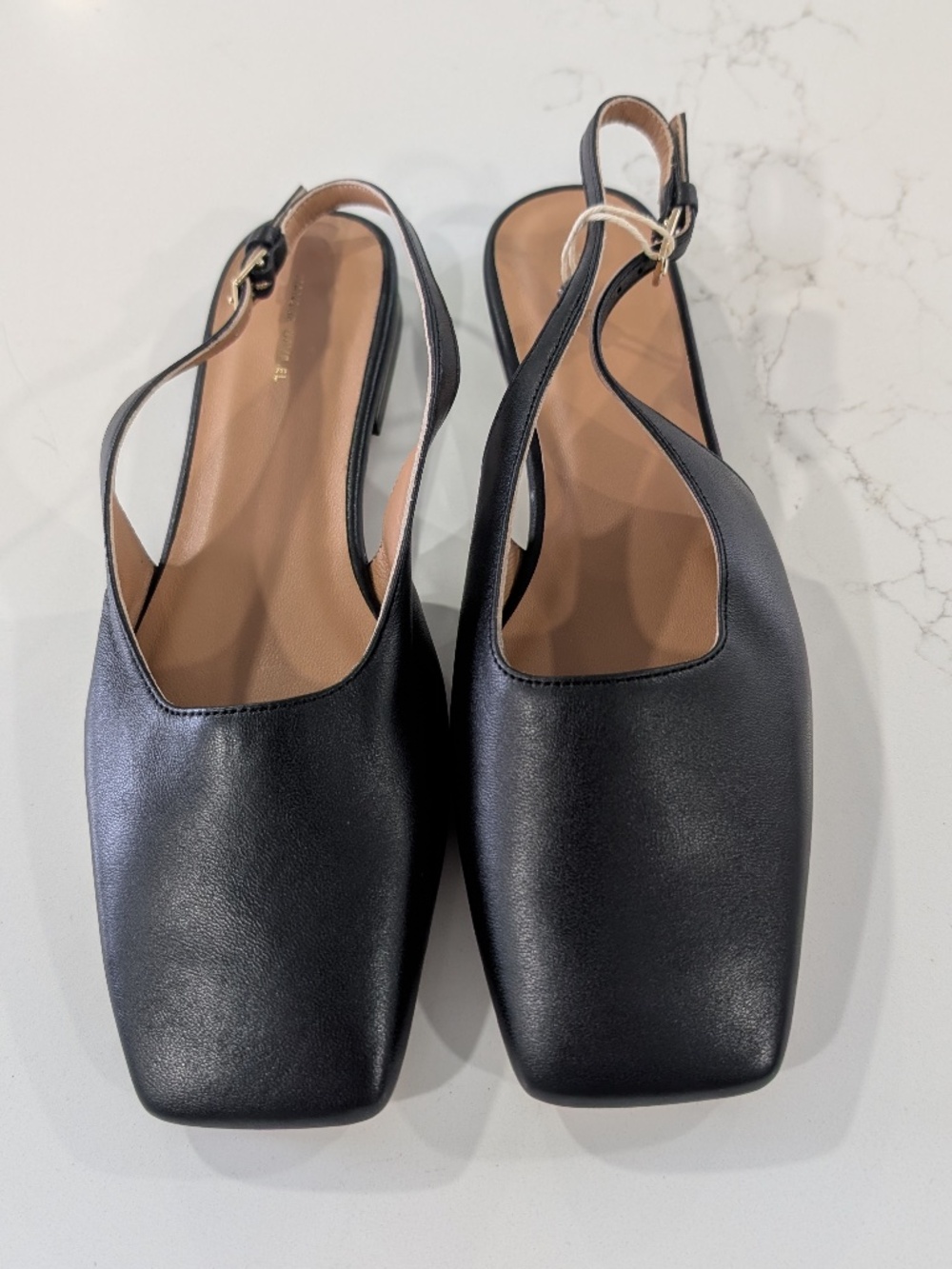 Mansur Gavriel Black Leather Square Toe Slingback Ballet Flats EU 36.5 US 6.5